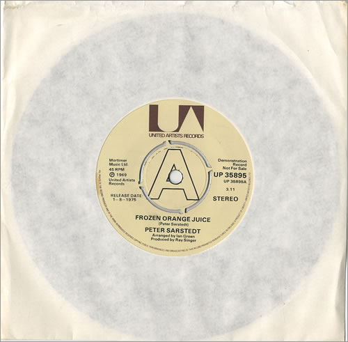 Peter Sarstedt Frozen Orange Juice 7" vinyl single (7 inch record / 45) UK PS307FR481327