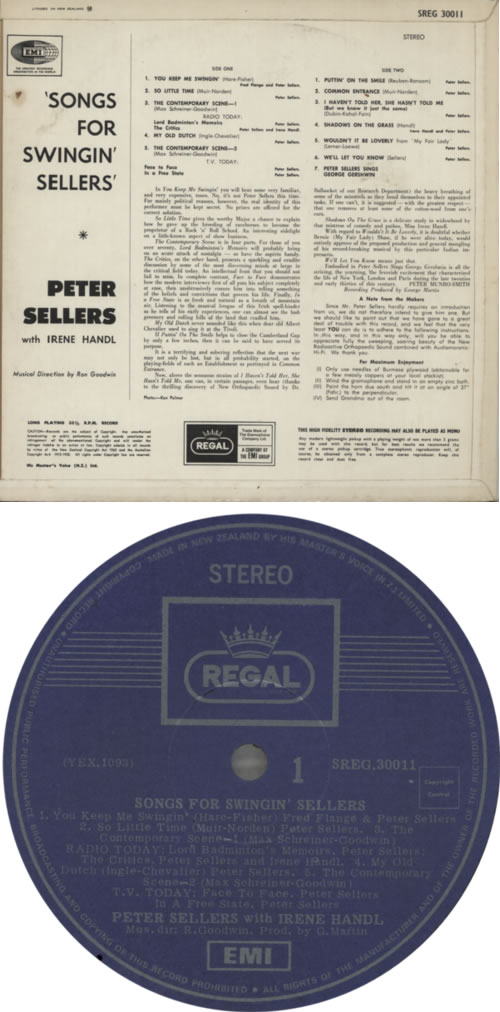 Peter Sellers Songs For Swingin' Sellers vinyl LP album (LP record) New Zealand PTELPSO616404