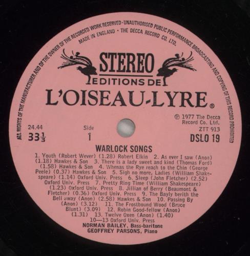 Peter Warlock Peter Warlock Songs vinyl LP album (LP record) UK Q9YLPPE887175