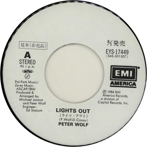 Peter Wolf Lights Out - White label 7" vinyl single (7 inch record / 45) Japanese PWO07LI655616