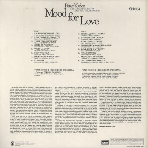 Peter Yorke Mood For Love vinyl LP album (LP record) UK P3ULPMO566918