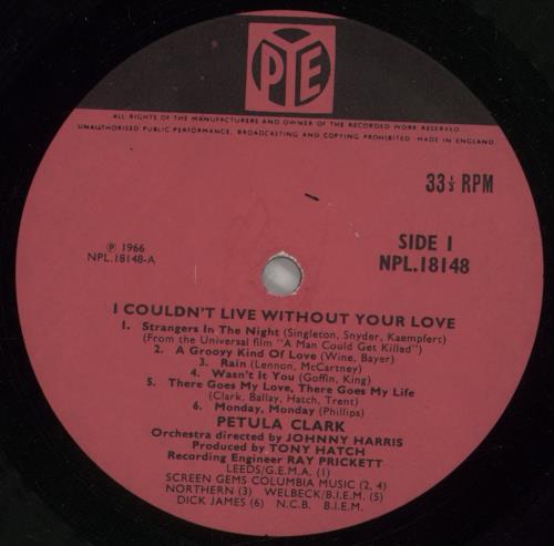 Petula Clark I Couldn't Live Without Your Love vinyl LP album (LP record) UK PTCLPIC585126