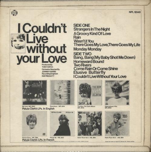 Petula Clark I Couldn't Live Without Your Love vinyl LP album (LP record) UK PTCLPIC585126