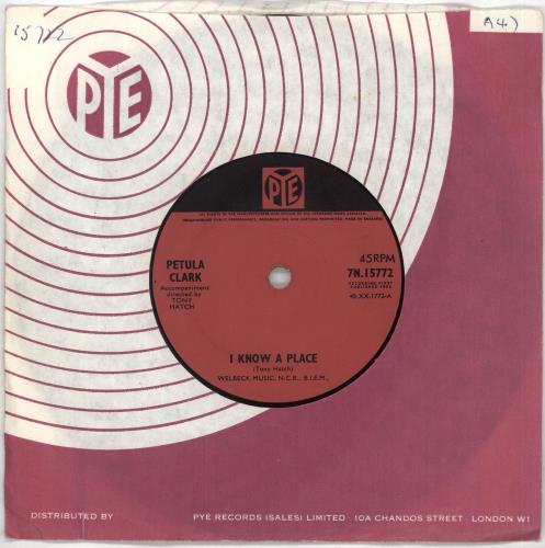 Petula Clark I Know A Place 7" vinyl single (7 inch record / 45) UK PTC07IK707456