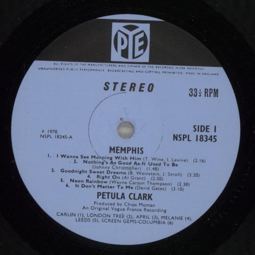 Petula Clark Memphis vinyl LP album (LP record) UK PTCLPME492138