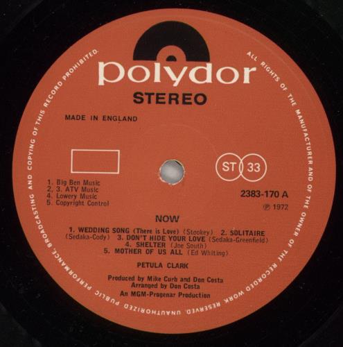 Petula Clark Now vinyl LP album (LP record) UK PTCLPNO565225