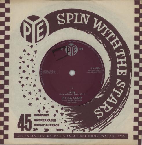Petula Clark Sailor - solid 7" vinyl single (7 inch record / 45) UK PTC07SA754789