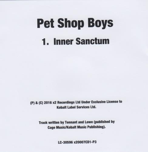 pet shop boys inner sanctum uk promo cd r acetate 651949 pet shop boys format