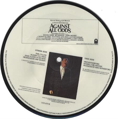 Phil Collins Against All Odds 7" vinyl picture disc (7 inch picture disc single) UK COL7PAG16693