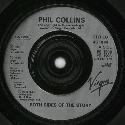 Phil Collins Both Sides Of The Story 7" vinyl single (7 inch record / 45) UK COL07BO196364