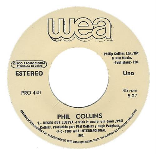 Phil Collins Deseo Que Llueva - I Wish It Would Rain Down 7" vinyl single (7 inch record / 45) Mexican COL07DE234332