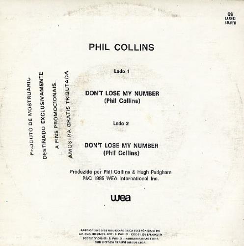 Phil Collins Don't Lose My Number 7" vinyl single (7 inch record / 45) Brazilian COL07DO234977