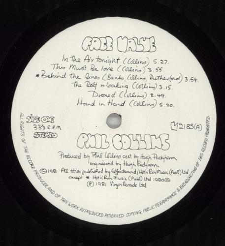 Phil Collins Face Value - Textured sleeve vinyl LP album (LP record) UK COLLPFA577889