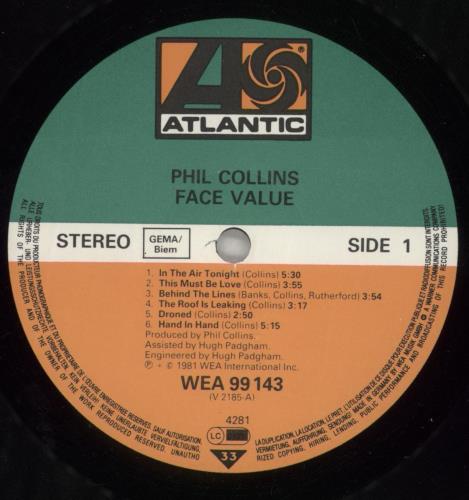 Phil Collins Face Value vinyl LP album (LP record) German COLLPFA543928