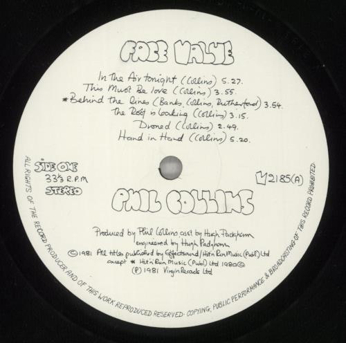 Phil Collins Face Value vinyl LP album (LP record) UK COLLPFA881561