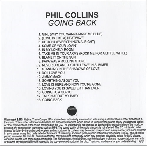 Phil Collins Going Back CD-R acetate US COLCRGO519744