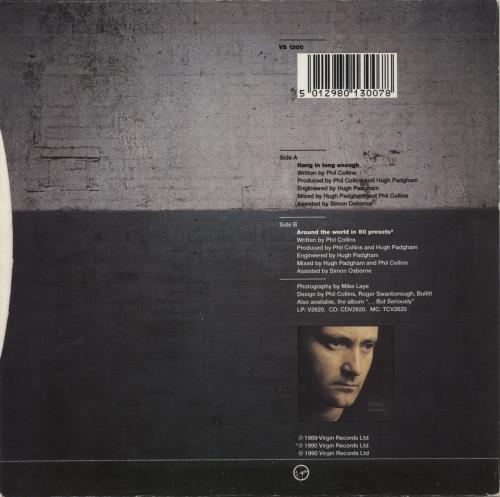 Phil Collins Hang In Long Enough 7" vinyl single (7 inch record / 45) UK COL07HA53144