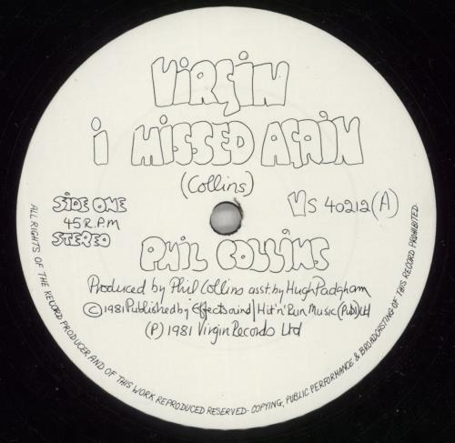 Phil Collins I Missed Again 12" vinyl single (12 inch record / Maxi-single) UK COL12IM18253