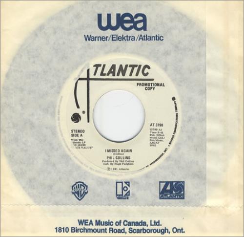 Phil Collins I Missed Again 7" vinyl single (7 inch record / 45) Canadian COL07IM216077