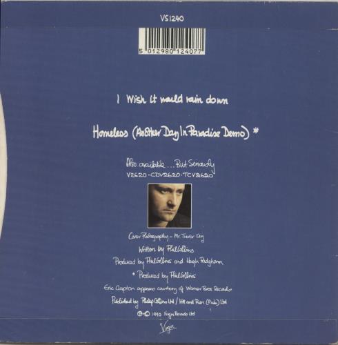Phil Collins I Wish It Would Rain Down - Solid 7" vinyl single (7 inch record / 45) UK COL07IW732258