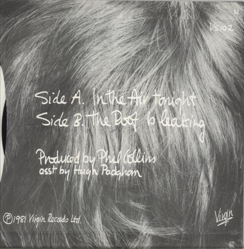 Phil Collins In The Air Tonight + Sleeve 7" vinyl single (7 inch record / 45) UK COL07IN225085