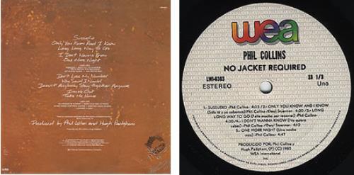 Phil Collins No Requiere Funda vinyl LP album (LP record) Mexican COLLPNO233305