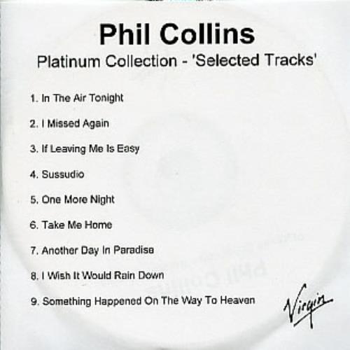 Phil Collins Platinum Collection - Selected Tracks CD-R acetate UK COLCRPL290831