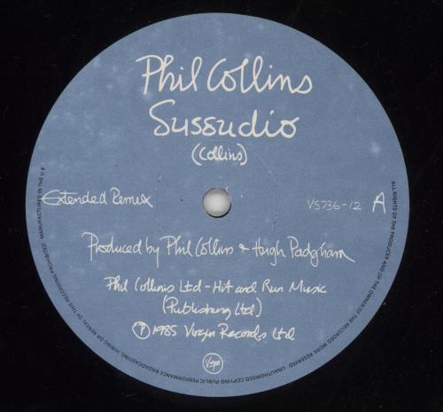 Phil Collins Sussudio - Hype-stickered 12" vinyl single (12 inch record / Maxi-single) UK COL12SU867285