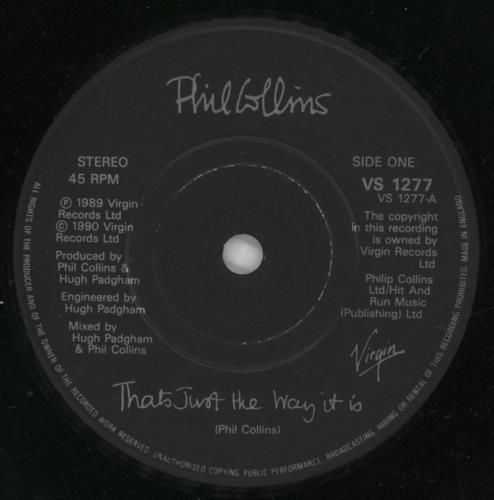 Phil Collins That's Just The Way It Is 7" vinyl single (7 inch record / 45) UK COL07TH196366