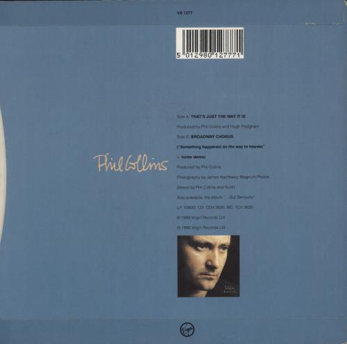 Phil Collins That's Just The Way It Is 7" vinyl single (7 inch record / 45) UK COL07TH196366