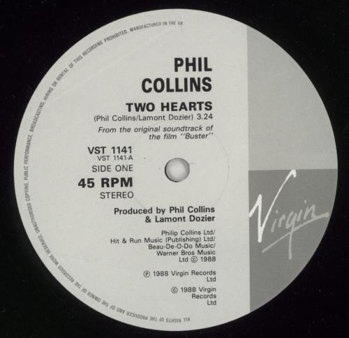 Phil Collins Two Hearts 12" vinyl single (12 inch record / Maxi-single) UK COL12TW868576