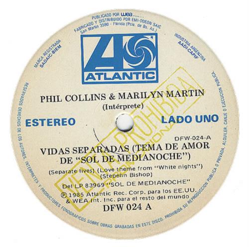 Phil Collins Vidas Separadas - Separate Lives 7" vinyl single (7 inch record / 45) Argentinean COL07VI279464