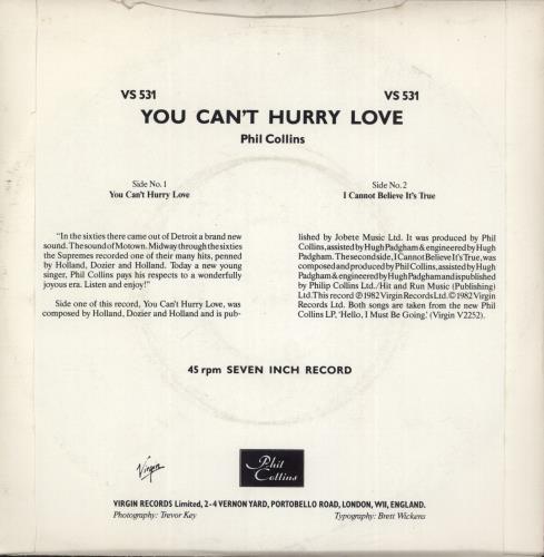 Phil Collins You Can't Hurry Love 7" vinyl single (7 inch record / 45) UK COL07YO564513