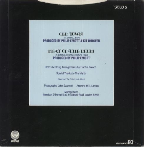 Phil Lynott Old Town 7" vinyl single (7 inch record / 45) UK LYN07OL57528