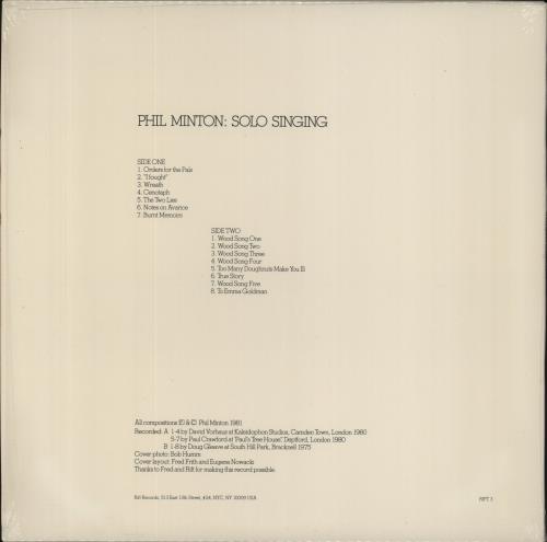Phil Minton A Doughnut In Both Hands (Solo Singing) - shrink vinyl LP album (LP record) US 77QLPAD851231