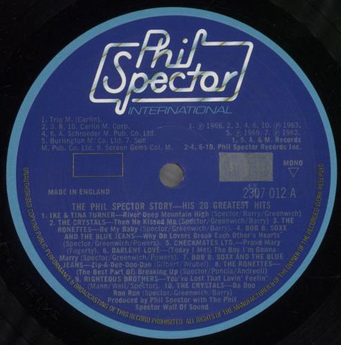 Phil Spector 20 Greatest Hits vinyl LP album (LP record) UK PSPLPGR645088