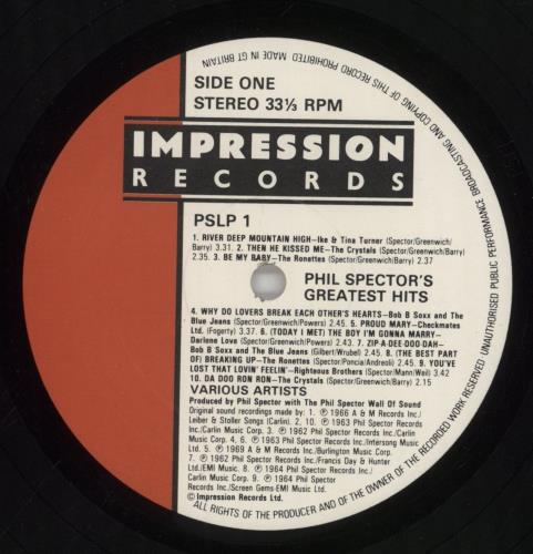 Phil Spector Greatest Hits vinyl LP album (LP record) UK PSPLPGR316488