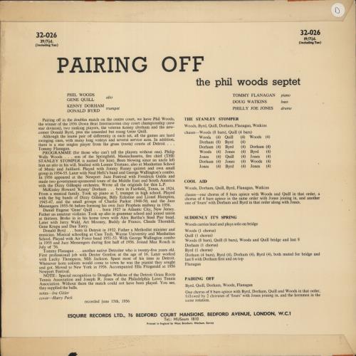 Phil Woods Pairing Off vinyl LP album (LP record) UK PWDLPPA881877