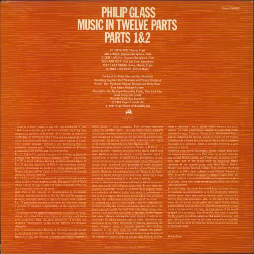 Philip Glass Music In Twelve Parts - Parts 1 & 2-promo vinyl LP album (LP record) UK PLGLPMU793877