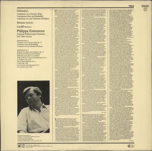 Philippe Entremont Variations On A Nursery Song / Burleske / Scherzo From Concerto Symphonique vinyl LP album (LP record) German QKJLPVA721302