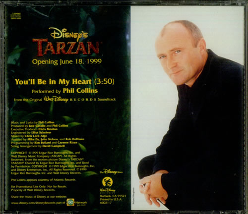 Phil Collins You'll Be In My Heart US Promo CD single (CD5 / 5") (260174)