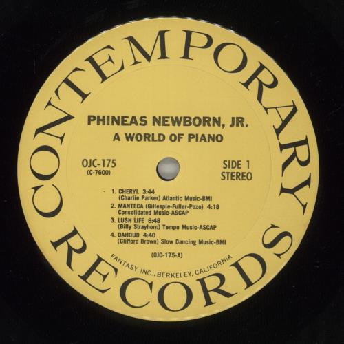 Phineas Newborn Jr. A World Of Piano! vinyl LP album (LP record) US PNJLPAW875596