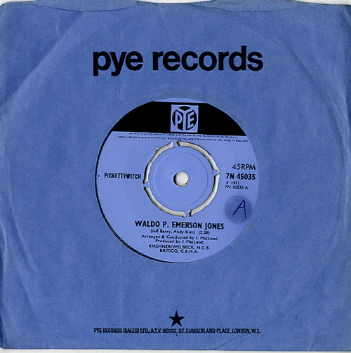 Pickettywitch Waldo P. Emerson Jones 7" vinyl single (7 inch record / 45) UK PKW07WA619874