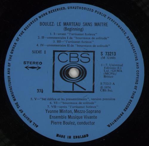 Pierre Boulez Boulez Conducts Boulez vinyl LP album (LP record) UK B14LPBO871548