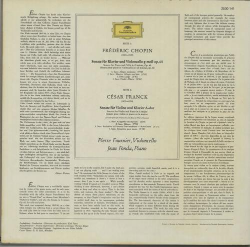 Pierre Fournier & Jean Fonda Frdric Chopin & Csar Franck: 2 Sonaten vinyl LP album (LP record) UK QIELPFR651540