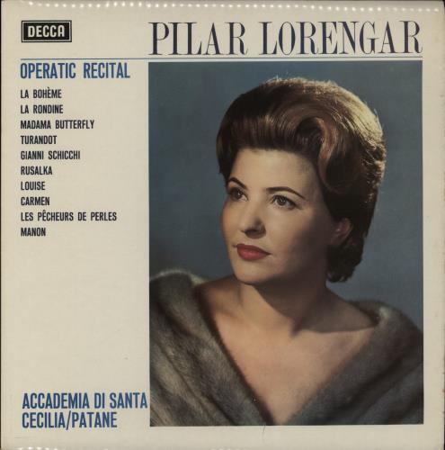 Pilar Lorengar Operatic Recital vinyl LP album (LP record) UK P0MLPOP893503