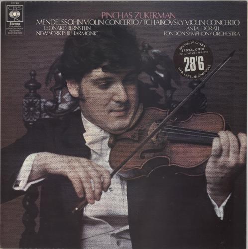 Pinchas Zukerman Mendelssohn: Violin Concerto / Tchaikovsky: Violin Concerto - stickered p/s vinyl LP album (LP record) UK QINLPME701428