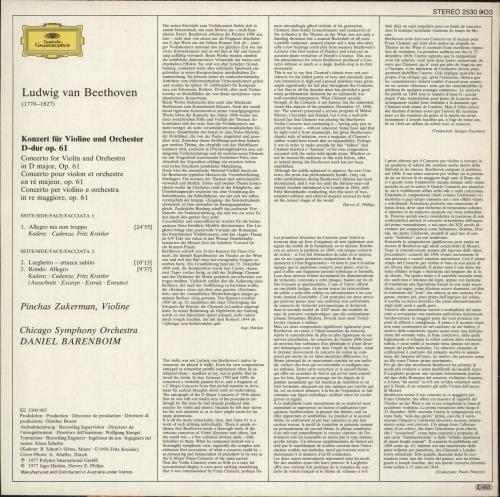 Pinchas Zukerman Violinkonzert vinyl LP album (LP record) Australian QINLPVI726043