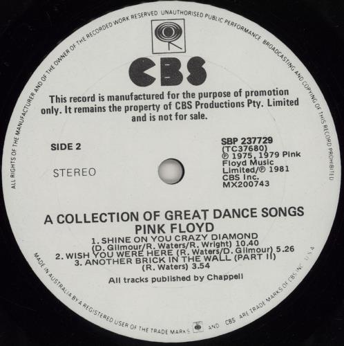 Pink Floyd A Collection Of Great Dance Songs - White label vinyl LP album (LP record) Australian PINLPAC762549