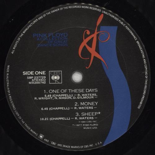 Pink Floyd A Collection Of Great Dance Songs vinyl LP album (LP record) Australian PINLPAC73705